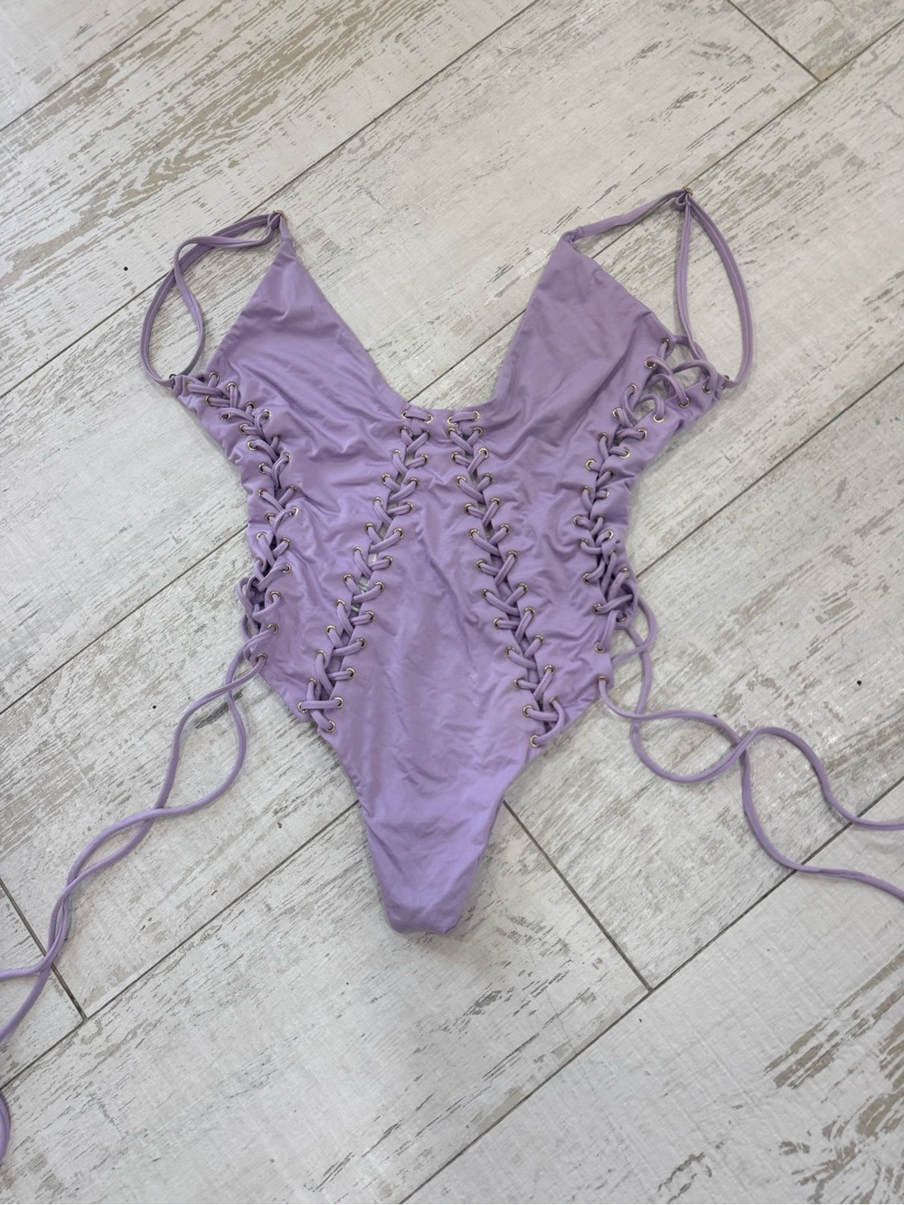 Blue Life Lavender Lace-Up One-Piece Swimsuit